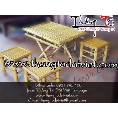 cho thuê bàn ghế tre 5